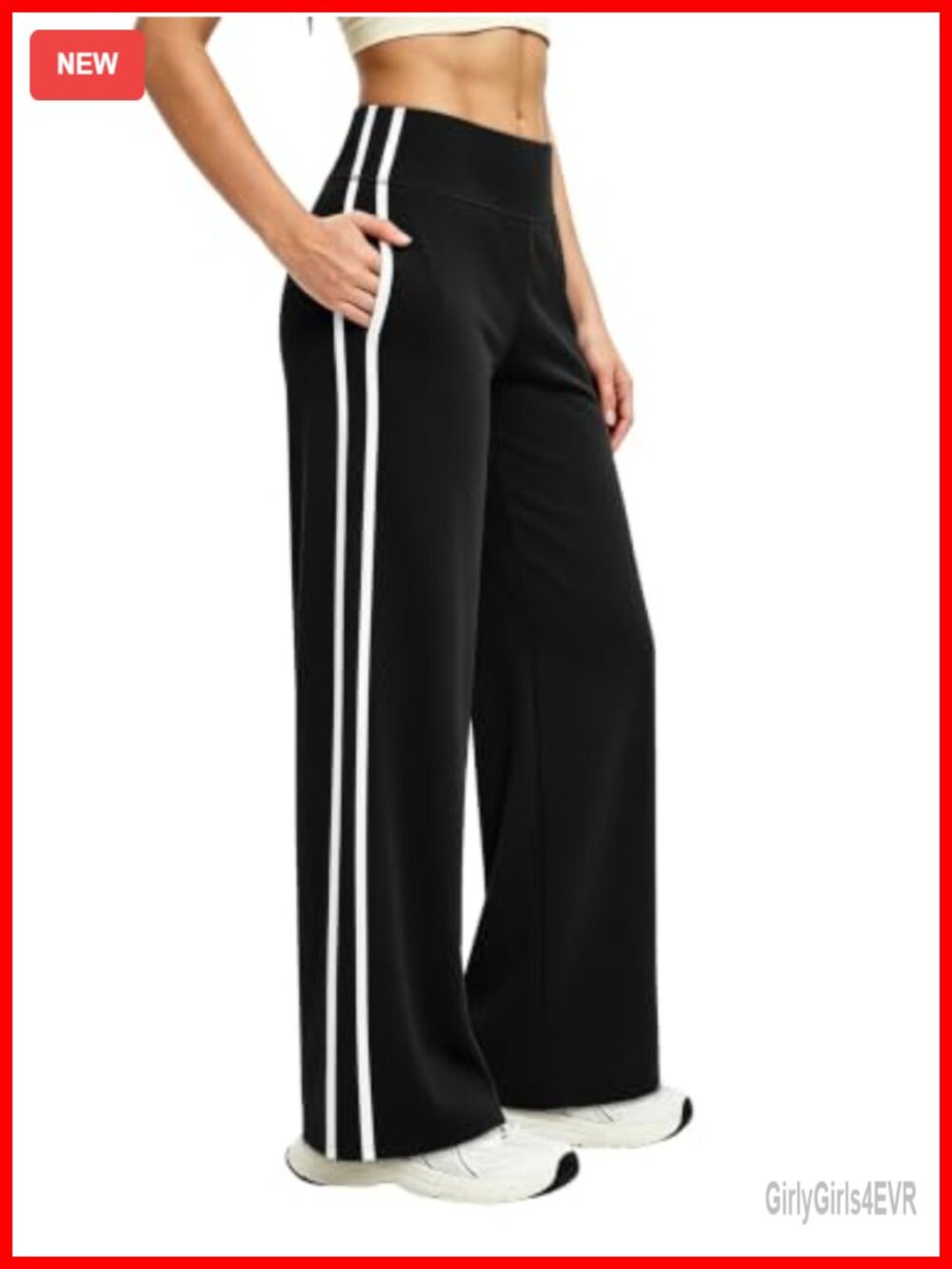 Women’s Wide Leg Track Pants High Waist with Pockets